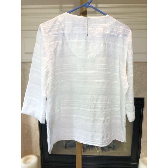 Alfred Dunner Women’s White With Rhinestones 3/4 Sleeve Blouse Size Petite 12 - Picture 2 of 7